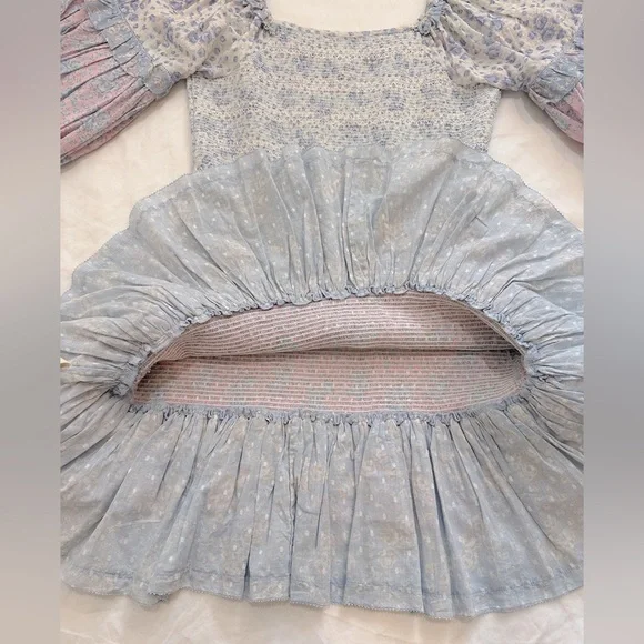 Loveshackfancy Ensley tiered puff sleeve floral mini dress - Picture 8 of 11